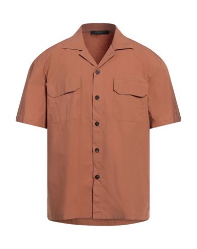 MESSAGERIE MESSAGERIE MAN SHIRT TAN SIZE 16 COTTON, ELASTANE 