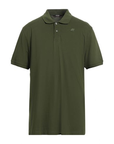 K-way Man Polo Shirt Military Green Size Xxl Cotton, Elastane In Green