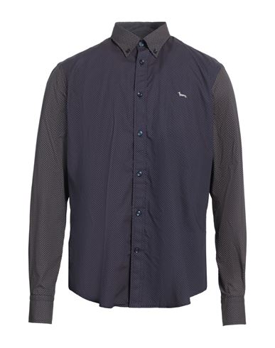 Harmont & Blaine Man Shirt Midnight Blue Size M Cotton In Blue