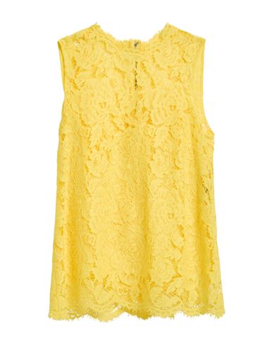 Dolce & Gabbana Woman Top Yellow Size 8 Viscose, Cotton, Polyamide In Yellow