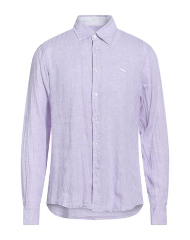 Harmont & Blaine Man Shirt Lilac Size Xl Linen In Purple