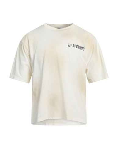 A Paper Kid Back Printed Washed Effect Crewneck T-shirt In White