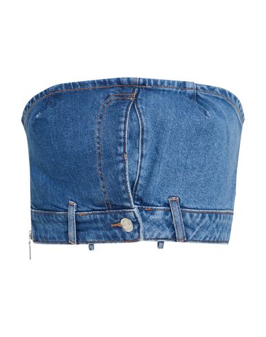 Liu •jo Rhinestoned Strapeless Cropped Top In Blue