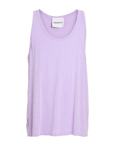 AMARANTO AMARANTO MAN TANK TOP LILAC SIZE S LINEN, ELASTANE 
