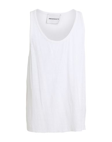 AMARANTO AMARANTO MAN TANK TOP WHITE SIZE XL LINEN, ELASTANE 