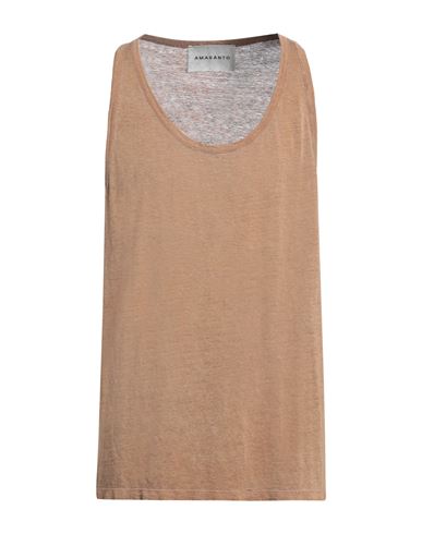 AMARANTO AMARANTO MAN TANK TOP SAND SIZE XL LINEN, ELASTANE 