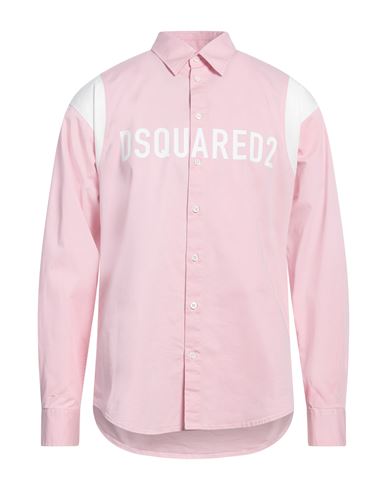 Shop Dsquared2 Man Shirt Pink Size 44 Cotton, Elastane