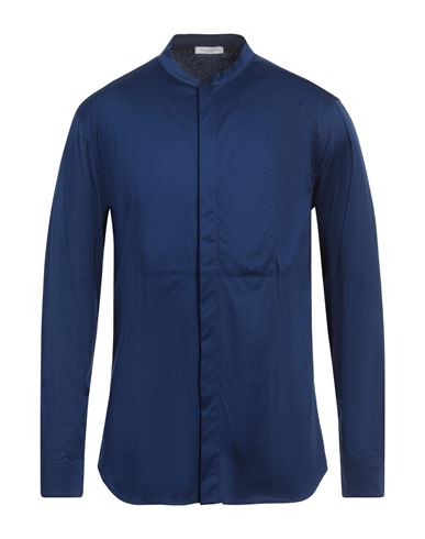 Shop Paolo Pecora Man Shirt Blue Size 16 Cotton