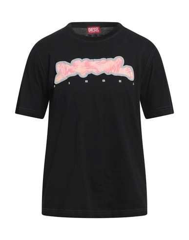 Diesel T-shirt With Zebra-camo Motif In Black