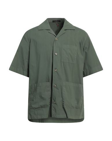 Santaniello Man Shirt Military Green Size 44 Cotton, Elastane In Green