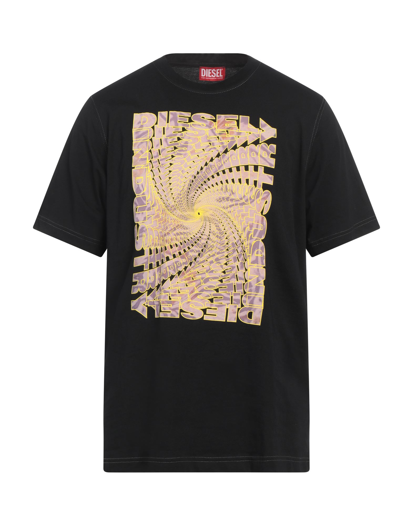 Tシャツ・カットソー DIESEL Men T-shirt Black A164280LJBS 9XX T-ADJUST-R13 Laser-faded logo T-shirt｜ブラック｜メンズ｜DIESEL
