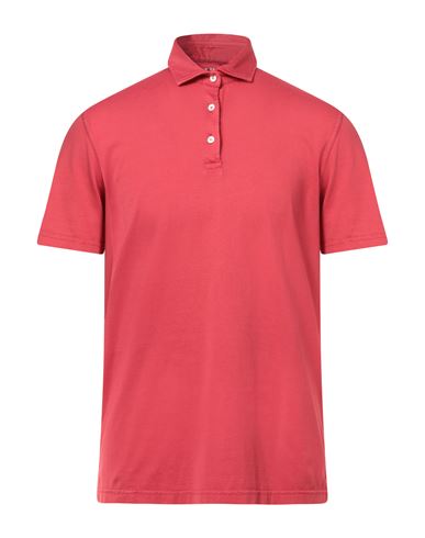 Fedeli Man Polo Shirt Red Size 40 Organic Cotton In Red