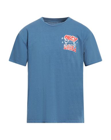 Obey Man T-shirt Pastel Blue Size M Cotton In Blue