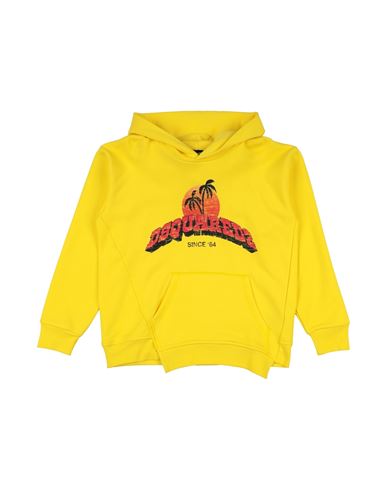 Dsquared2 Asymmetric Cotton Hoodie In Yellow