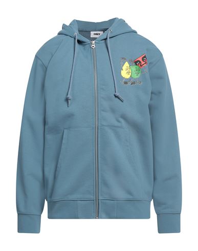 Shop Obey Man Sweatshirt Pastel Blue Size L Cotton, Polyester