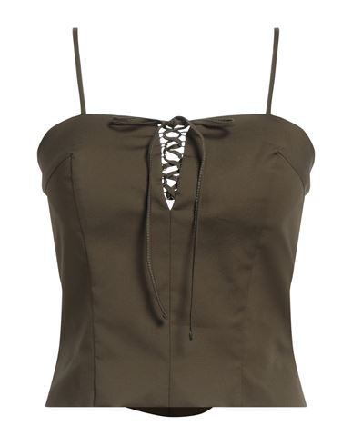 Federica Tosi Lace-up Cropped Top In Green