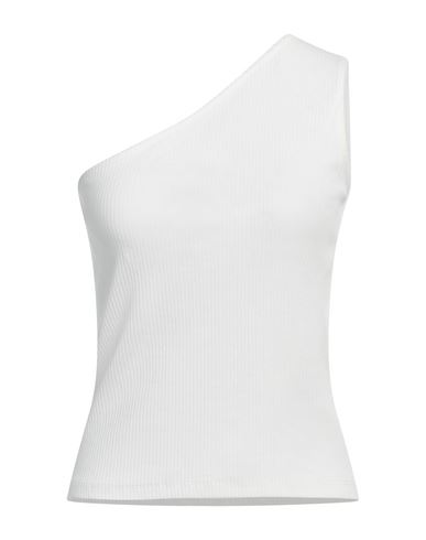 Pieces Woman Top White Size L Organic Cotton, Cotton, Elastane In White
