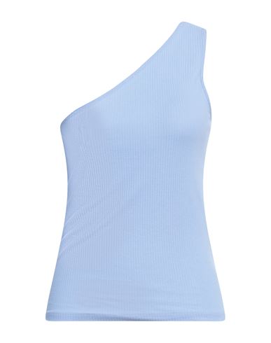 Pieces Woman Top Light Blue Size M Organic Cotton, Cotton, Elastane In Blue