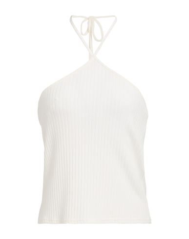 Pieces Woman Top White Size L Viscose, Recycled Polyester, Elastane In White