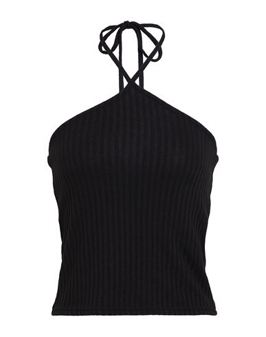 Pieces Woman Top Black Size L Viscose, Recycled Polyester, Elastane In Black