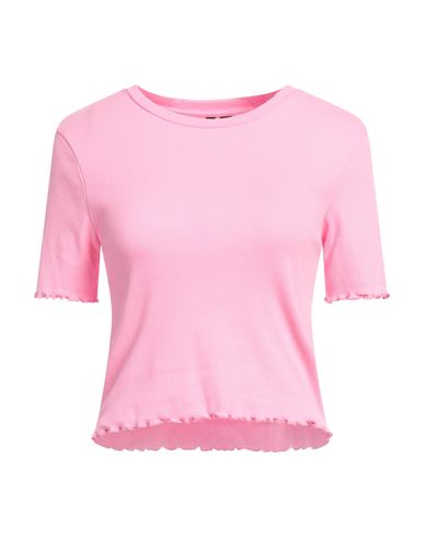 Pieces Woman T-shirt Pink Size L Cotton, Elastane In Pink