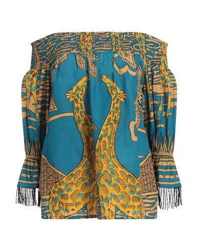 Connor & Blake Woman Top Slate Blue Size S Cotton In Blue