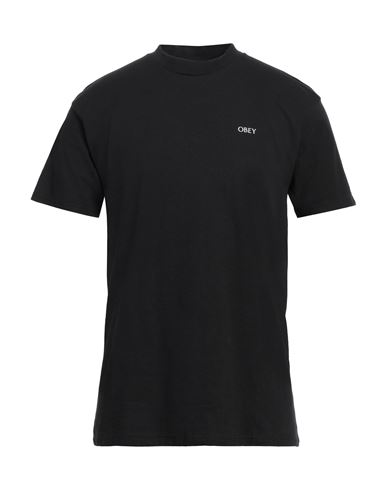 Obey Man T-shirt Black Size Xl Cotton In Black