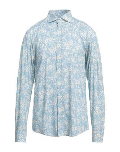 Bastoncino Man Shirt Sky Blue Size 16 ½ Viscose, Linen In Blue