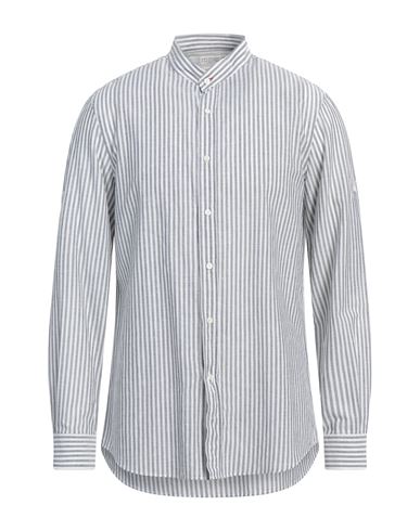 Brunello Cucinelli Man Shirt Lead Size L Cotton, Linen In Grey