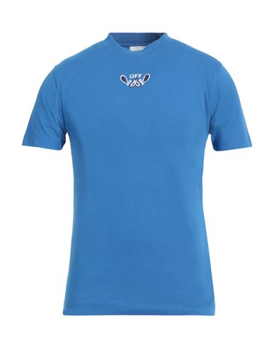 Off-white Man T-shirt Blue Size Xs Cotton, Elastane, Polyester In Blue