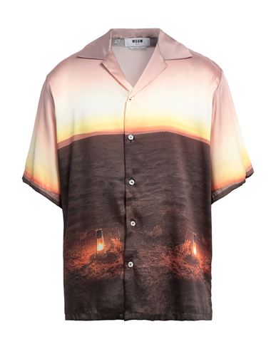 Msgm Man Shirt Dark Green Size 16 Polyester In Green