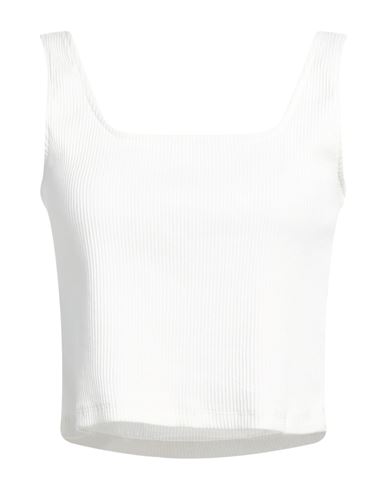 Pieces Woman Top White Size Xl Cotton, Elastane In White