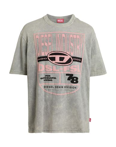 Diesel Red Tag Cotton Crew-neck T-wash-n1 T-shirt With Embossed Log In Grey