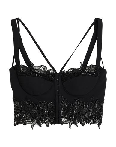 Versace Woman Top Black Size 6 Acetate, Viscose, Polyamide In Black