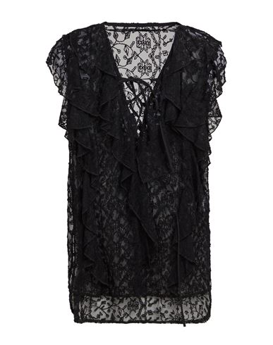 Dondup Woman Top Black Size L Viscose, Polyamide, Polyester In Black
