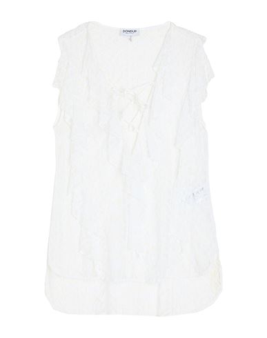 Dondup Woman Top Off White Size L Viscose, Polyamide, Polyester In Off White