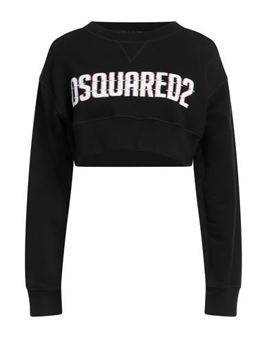 Dsquared2 Woman Sweatshirt Black Size M Cotton, Elastane In Black