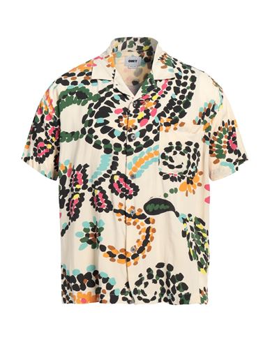 Obey Man Shirt Beige Size Xl Viscose In Beige