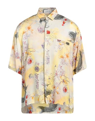 Laneus Man Shirt Pastel Yellow Size 38 Ecovero Viscose, Viscose