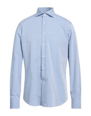 Alessandro Gherardi Man Shirt Blue Size 17 Cotton In Blue