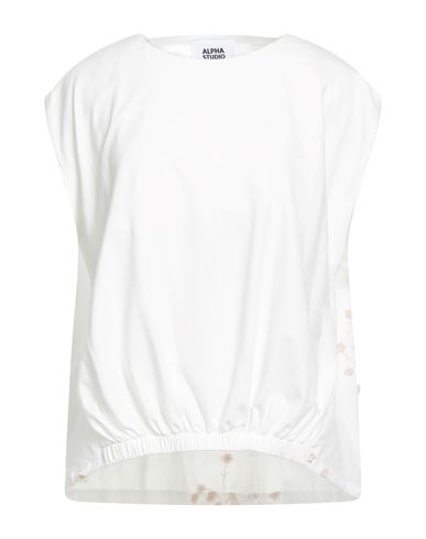 Alpha Studio Woman Top Off White Size 8 Cotton, Elastane In White