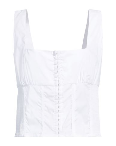 Guess Woman Top White Size M Cotton, Nylon, Elastane In White