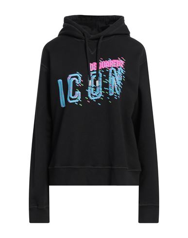 Dsquared2 Woman Sweatshirt Black Size L Cotton, Elastane In Black