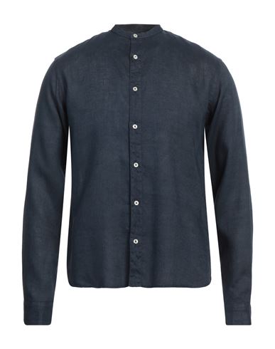 Rossopuro Man Shirt Navy Size 15 ½ Linen In Navy