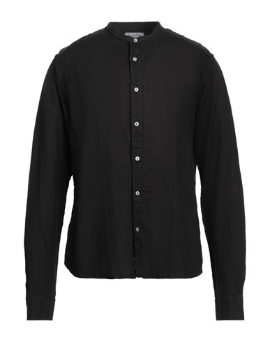 Rossopuro Man Shirt Black Size 17 Linen In Black