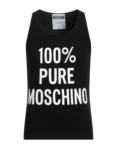 Moschino Ribbed Cotton Graphic Print Top In Black