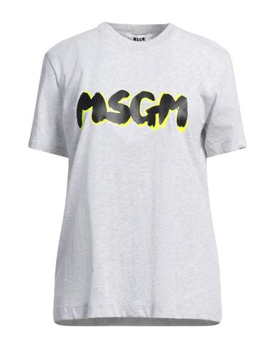 Msgm Woman T-shirt Light Grey Size M Cotton In Grey