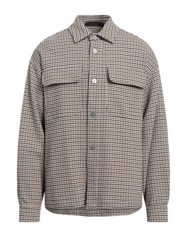 Palm Angels Man Shirt Camel Size L Cotton, Polyester In Beige
