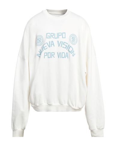 Willy Chavarria Man Sweatshirt Ivory Size Xl Cotton In White