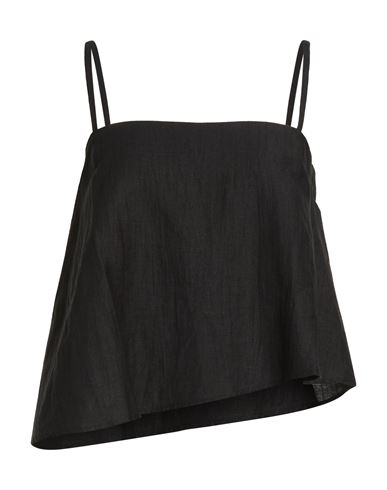 Alpha Studio Woman Top Black Size 4 Linen, Viscose, Polyamide In Black